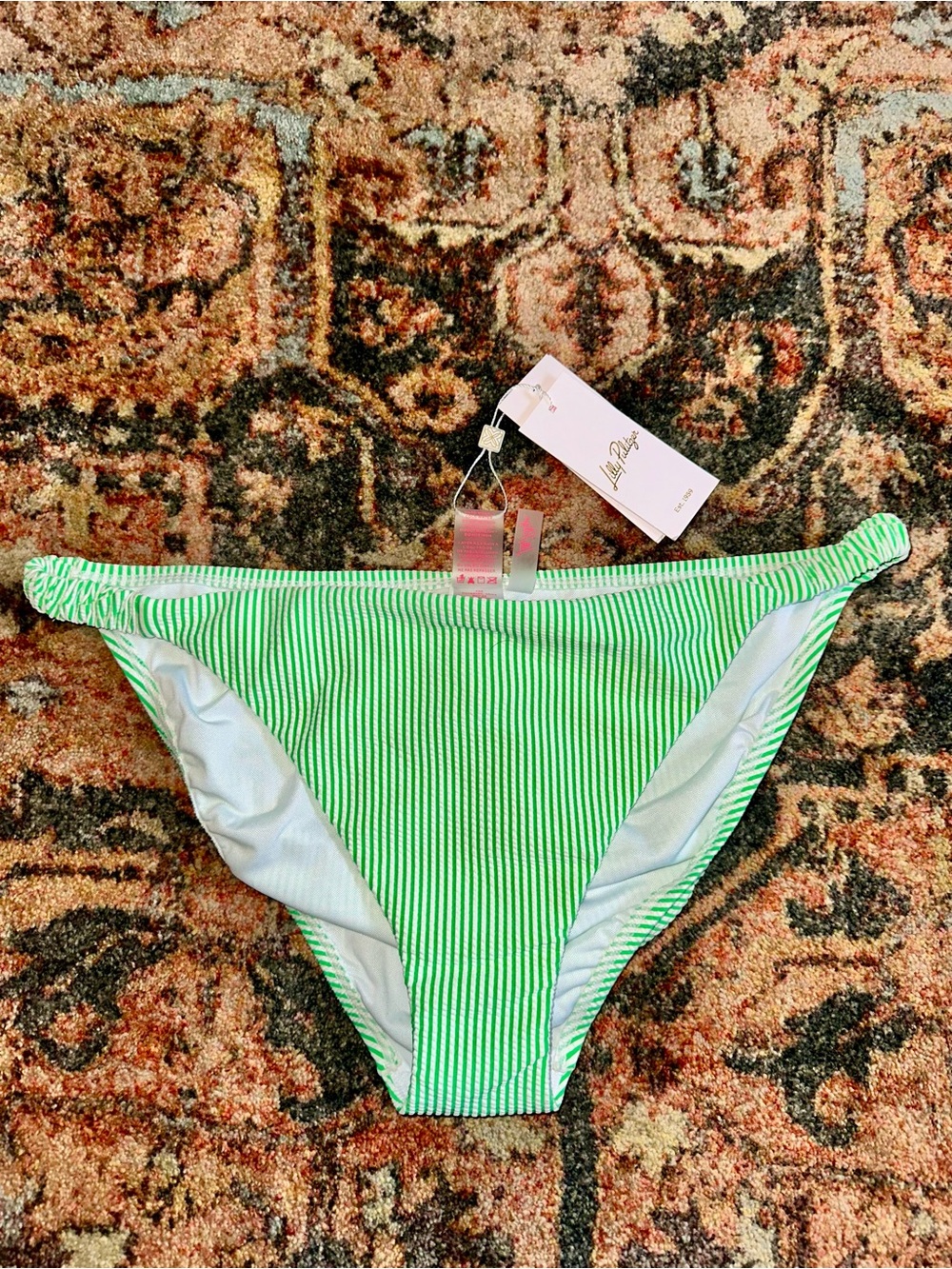 Lilly Pulitzer Green and White Striped Bikini Bottom